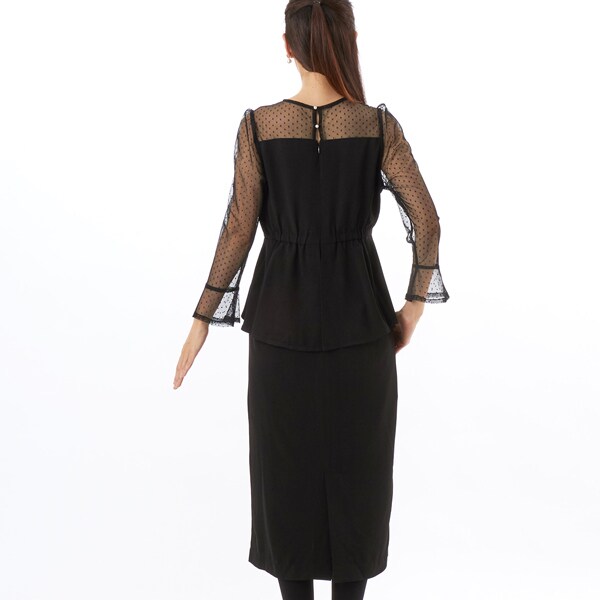 プレフェリール（PREFERIR）/ペプラムドレス ドットチュール切替え