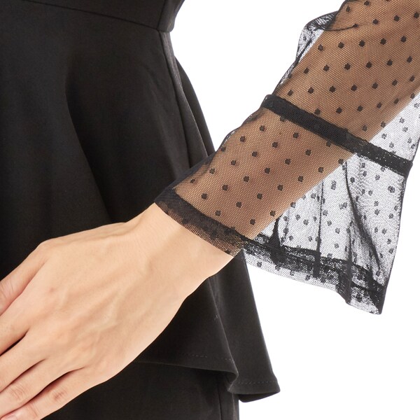 プレフェリール（PREFERIR）/ペプラムドレス ドットチュール切替え