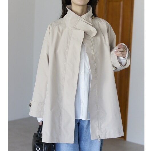 プレフェリール（PREFERIR）/ミドル丈スプリングコート スタンドカラー Aライン 【軽量・体型カバー】