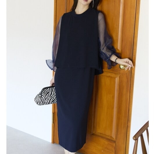 プレフェリール（PREFERIR）/セットアップライクドレス　シアーバルーン袖 結婚式 セレモニー
