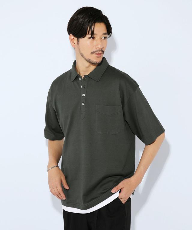スプートニクス/日本製スーパー度詰め天竺裾レイヤードビッグポロシャツの通販は