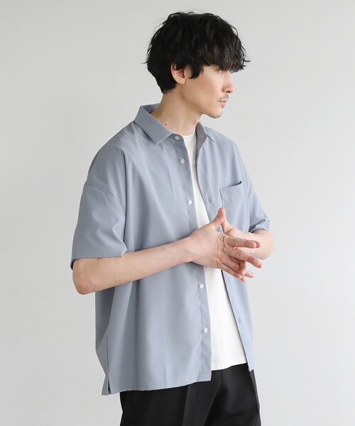 スプートニクス/日本製Reflax(R)ウォッシャブルリネンライク接触冷感半袖シャツ_1