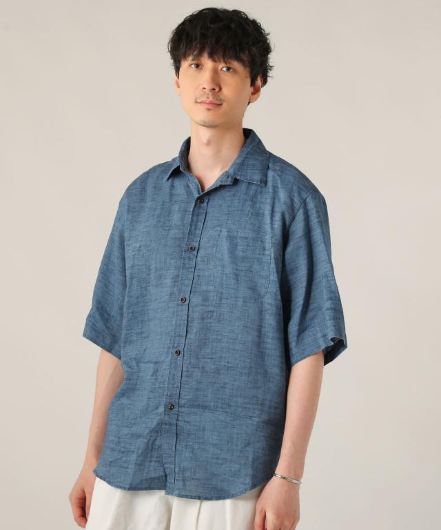 スプートニクス（SPUTNICKS）/＜ALLOWED TO UNFOLD＞フェイドリネン100％半袖レギュラーカラーシャツ_1