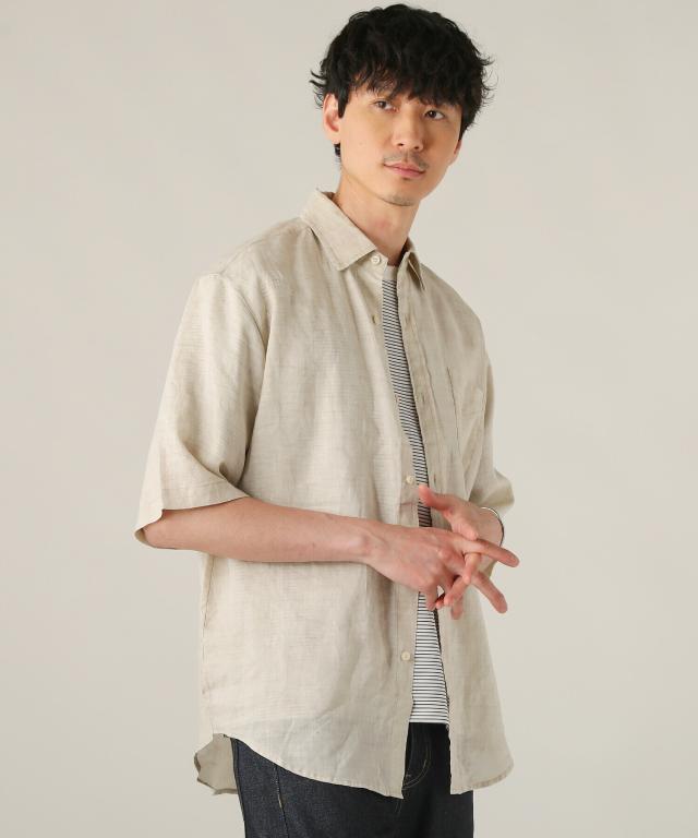 スプートニクス（SPUTNICKS）/＜ALLOWED TO UNFOLD＞フェイドリネン100％半袖レギュラーカラーシャツ_11