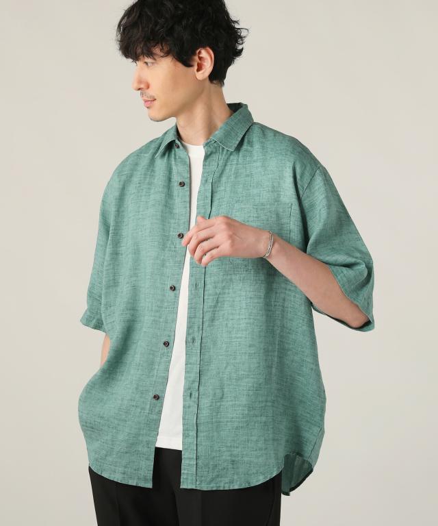 スプートニクス（SPUTNICKS）/＜ALLOWED TO UNFOLD＞フェイドリネン100％半袖レギュラーカラーシャツ_12