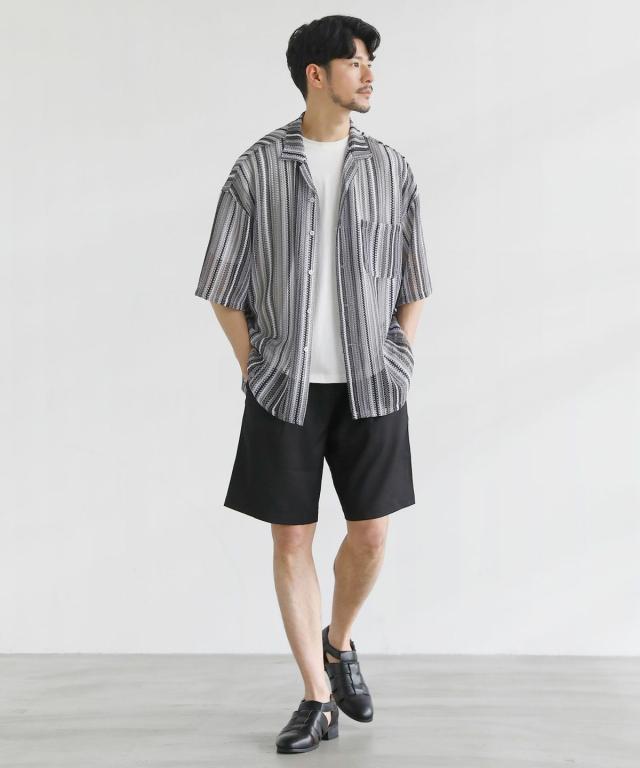 スプートニクス（SPUTNICKS）/【３点セットアップ】接触冷感リネンライクスキッパーシャツ＆ロングパンツ＆ショーツ_9