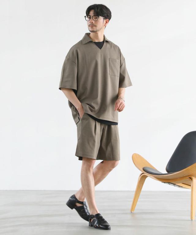 スプートニクス（SPUTNICKS）/【３点セットアップ】接触冷感リネンライクスキッパーシャツ＆ロングパンツ＆ショーツ_10