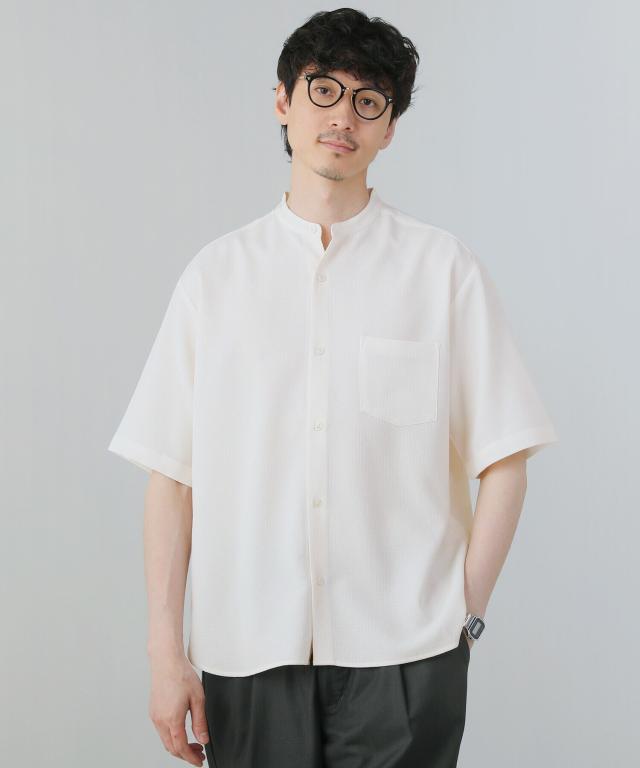 スプートニクス（SPUTNICKS）/＜ALLOWED TO UNFOLD＞テックキャンバスバンドカラー半袖ボタンシャツ_1