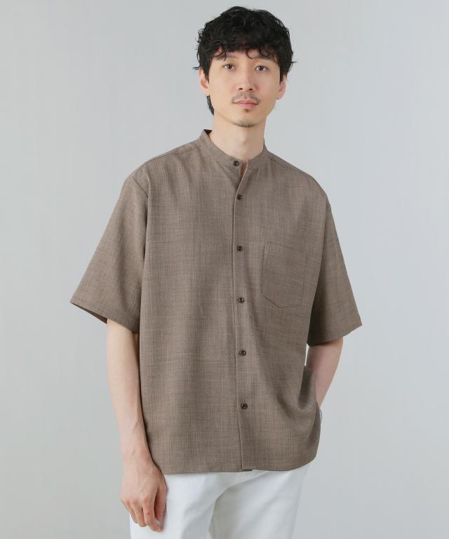 スプートニクス（SPUTNICKS）/＜ALLOWED TO UNFOLD＞テックキャンバスバンドカラー半袖ボタンシャツ