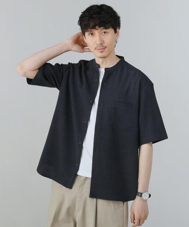 スプートニクス（SPUTNICKS）/＜ALLOWED TO UNFOLD＞テックキャンバスバンドカラー半袖ボタンシャツ_4