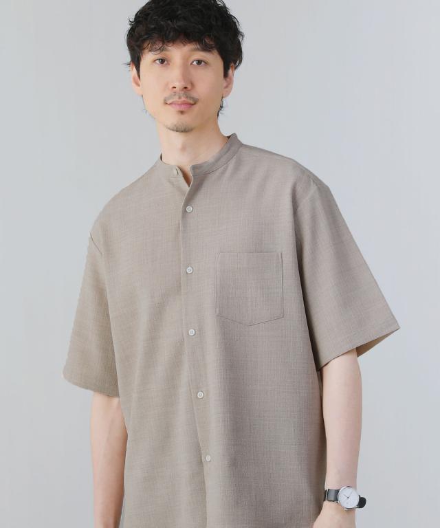 スプートニクス（SPUTNICKS）/＜ALLOWED TO UNFOLD＞テックキャンバスバンドカラー半袖ボタンシャツ_17