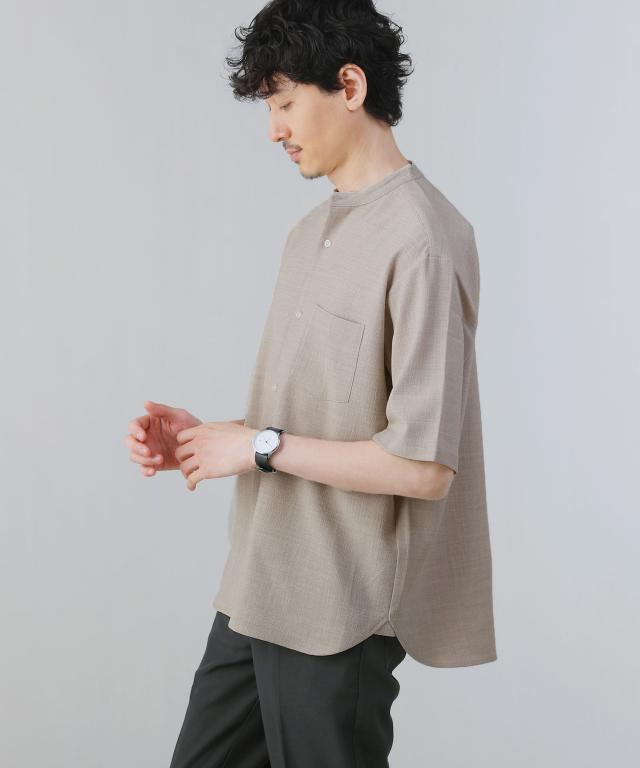スプートニクス（SPUTNICKS）/＜ALLOWED TO UNFOLD＞テックキャンバスバンドカラー半袖ボタンシャツ_18