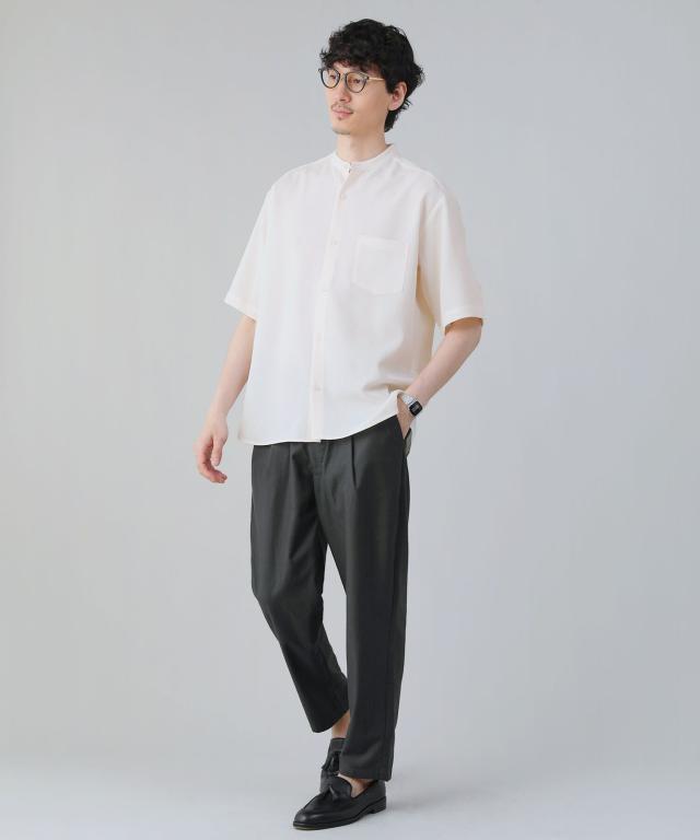 スプートニクス（SPUTNICKS）/＜ALLOWED TO UNFOLD＞テックキャンバスバンドカラー半袖ボタンシャツ_5