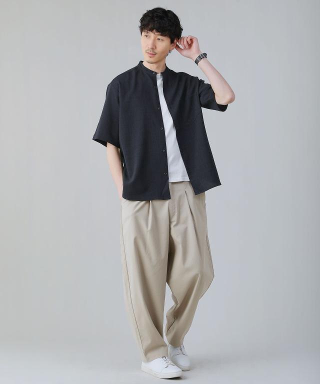 スプートニクス（SPUTNICKS）/＜ALLOWED TO UNFOLD＞テックキャンバスバンドカラー半袖ボタンシャツ_14