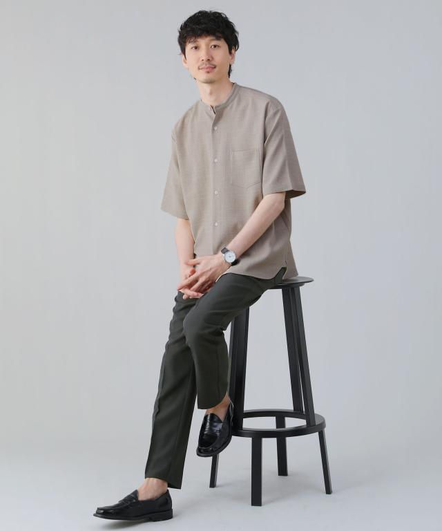 スプートニクス（SPUTNICKS）/＜ALLOWED TO UNFOLD＞テックキャンバスバンドカラー半袖ボタンシャツ_7