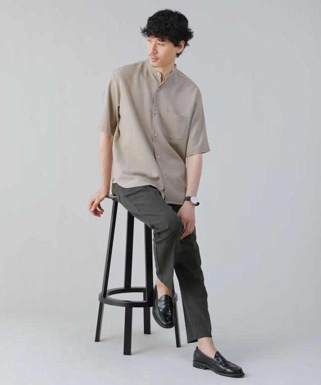 スプートニクス（SPUTNICKS）/＜ALLOWED TO UNFOLD＞テックキャンバスバンドカラー半袖ボタンシャツ_8