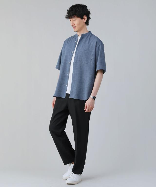 スプートニクス（SPUTNICKS）/＜ALLOWED TO UNFOLD＞テックキャンバスバンドカラー半袖ボタンシャツ_9