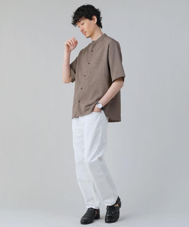 スプートニクス（SPUTNICKS）/＜ALLOWED TO UNFOLD＞テックキャンバスバンドカラー半袖ボタンシャツ_11