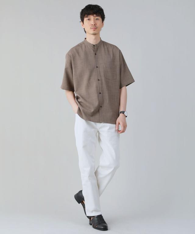 スプートニクス（SPUTNICKS）/＜ALLOWED TO UNFOLD＞テックキャンバスバンドカラー半袖ボタンシャツ_12