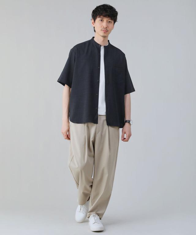 スプートニクス（SPUTNICKS）/＜ALLOWED TO UNFOLD＞テックキャンバスバンドカラー半袖ボタンシャツ_13
