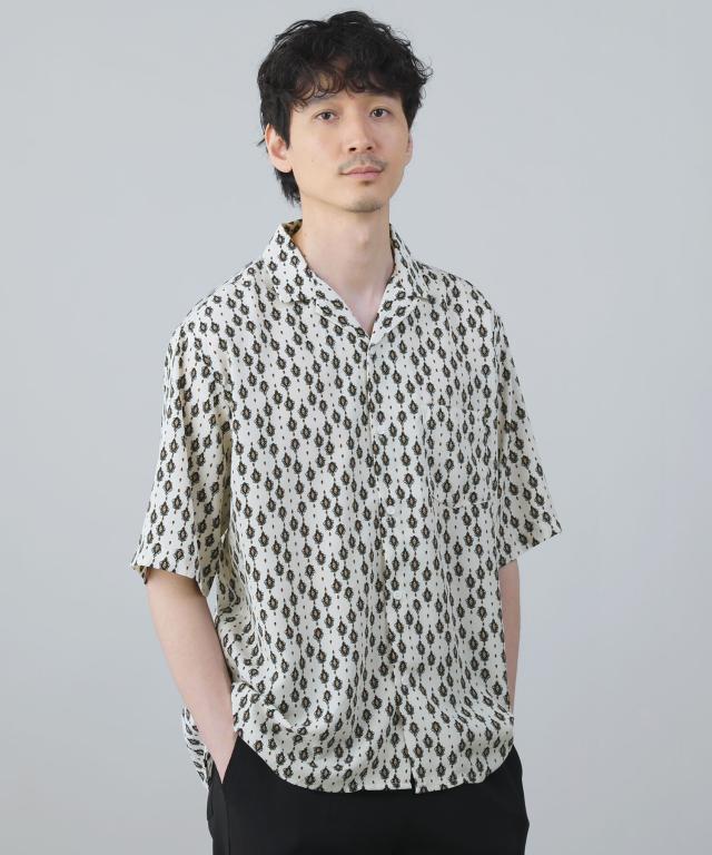 スプートニクス（SPUTNICKS）/＜ALLOWED TO UNFOLD＞レトロプリントポリエステル襟付き半袖シャツ_3