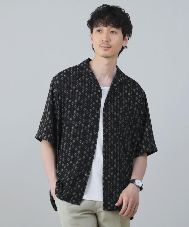 スプートニクス（SPUTNICKS）/＜ALLOWED TO UNFOLD＞レトロプリントポリエステル襟付き半袖シャツ_4