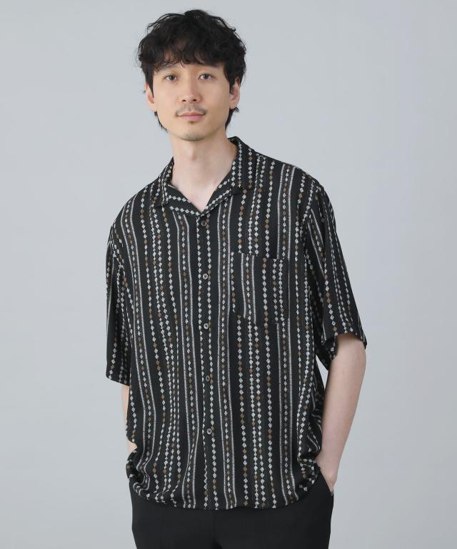 スプートニクス（SPUTNICKS）/＜ALLOWED TO UNFOLD＞レトロプリントポリエステル襟付き半袖シャツ_6