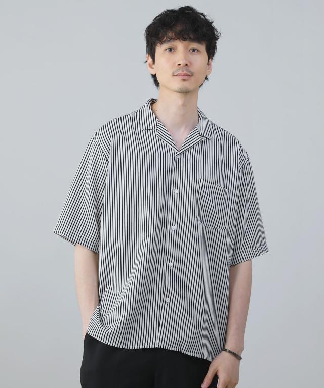 スプートニクス（SPUTNICKS）/＜ALLOWED TO UNFOLD＞レトロプリントポリエステル襟付き半袖シャツ
