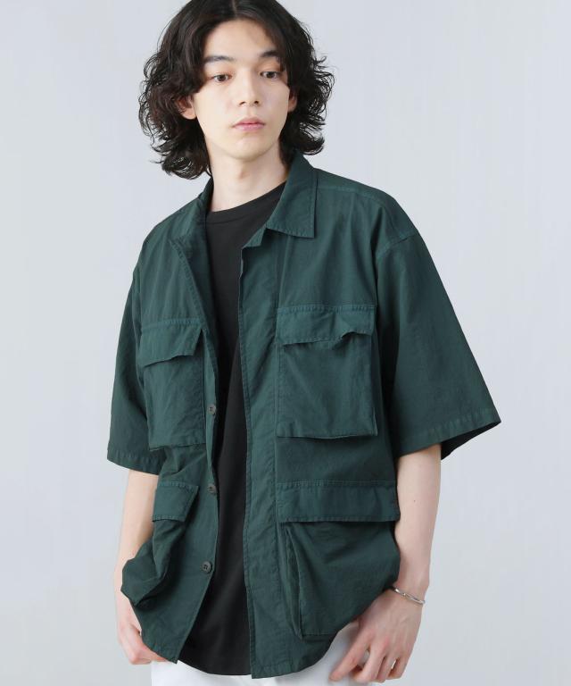 ジョンブル（JHONBULL）/＜JOHNBULL＞ソフトナイロンオーバーダイミリタリー半袖シャツ_7