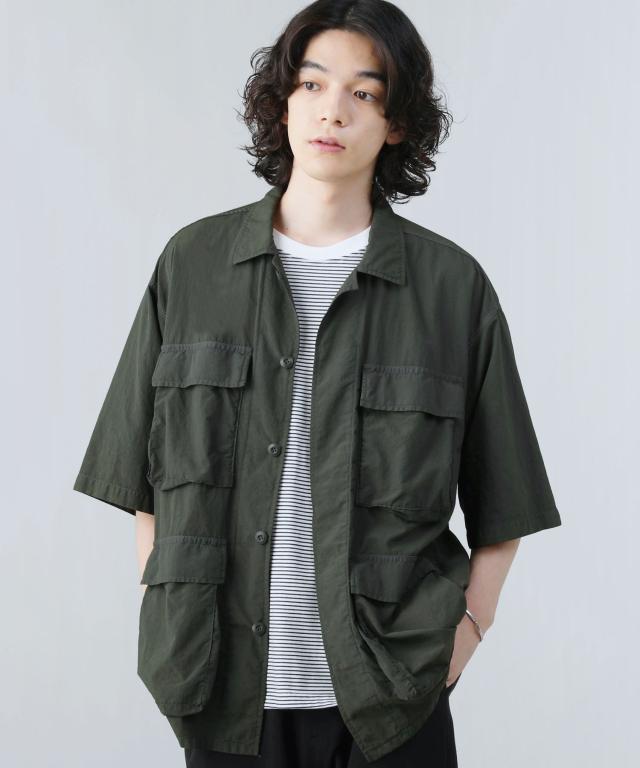 ジョンブル（JHONBULL）/＜JOHNBULL＞ソフトナイロンオーバーダイミリタリー半袖シャツ_8