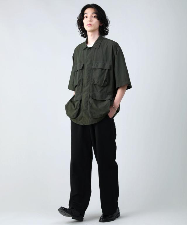 ジョンブル（JHONBULL）/＜JOHNBULL＞ソフトナイロンオーバーダイミリタリー半袖シャツ_5