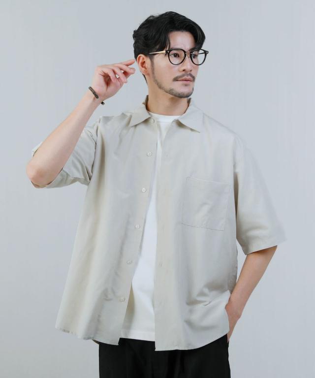 スプートニクス（SPUTNICKS）/＜ALLOWED TO UNFOLD＞テックリネンワイドレギュラーカラー半袖シャツ