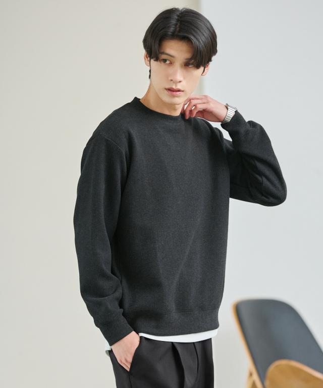 スプートニクス（SPUTNICKS）/ヘリンボーンダブルフェイスクルーネックスウェット長袖