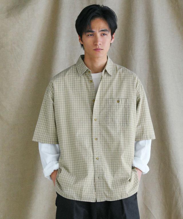 スプートニクス（SPUTNICKS）/【日本製】播州織ドビーミニチェックボクシーAライン半袖シャツ_1