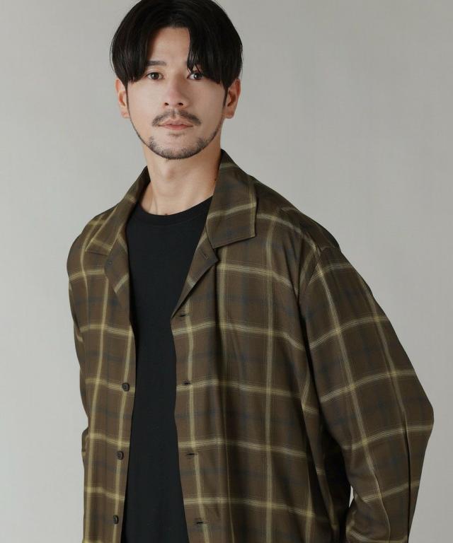 スプートニクス（SPUTNICKS）/西脇コットンレーヨンオンブレチェックオープンカラー長袖シャツ_12