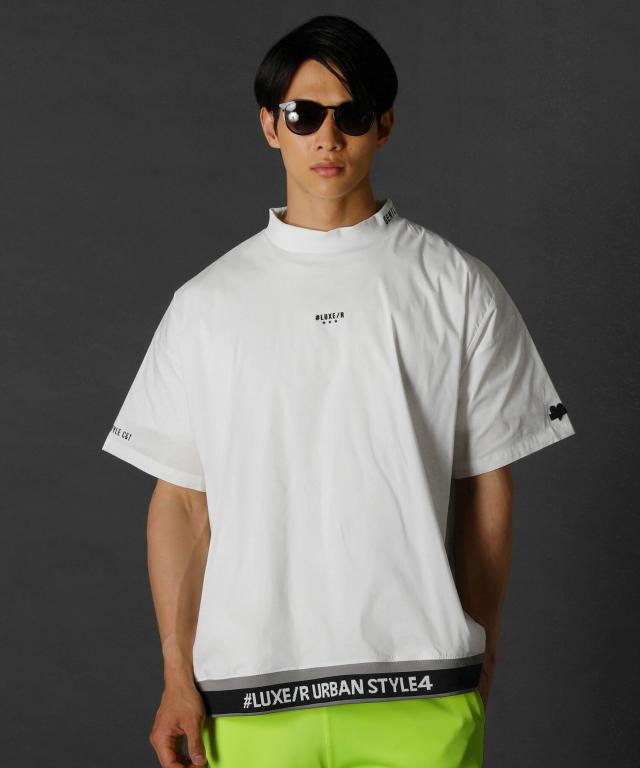 レジェス（REZES）/＜LUXE/R＞ハイネック英字デザインストレッチ布帛半袖プルオーバー