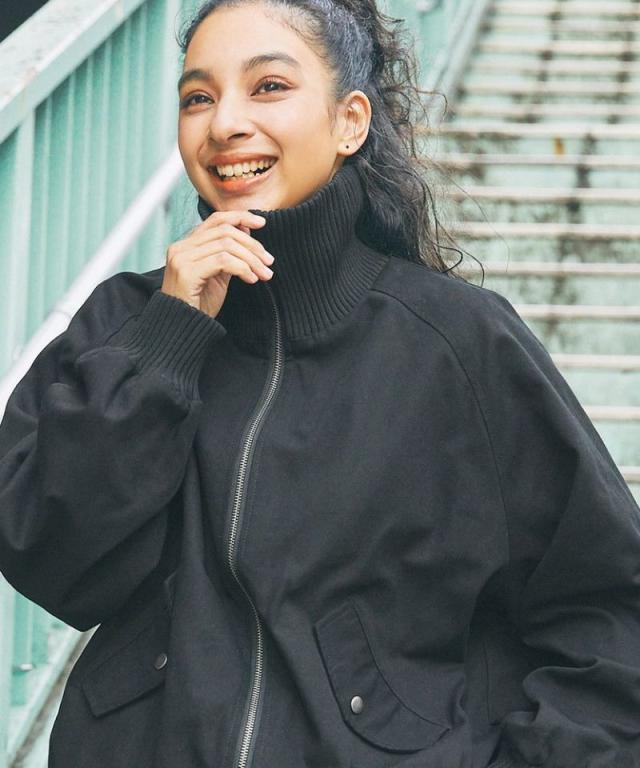 mkです★美品★ タックブルゾン エムエスジー（MSG）/＜MSG＞オーバーサイズリブハイネック
