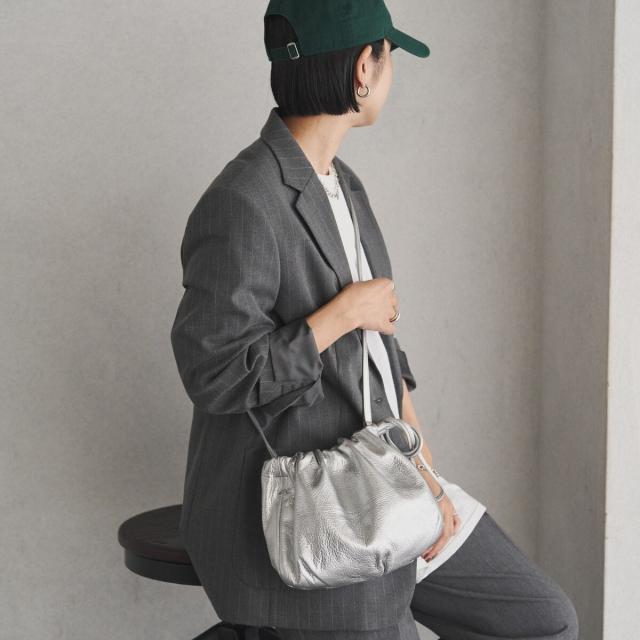 ラシット（russet）/【SNS人気】レザー巾着4WAYショルダーバッグ(CE