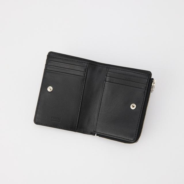 完売カラー✨russet ラシット モノグラムプレートハーフフォレット ブラック ミニモノグラムプレートハーフウォレット （財布・コインケース