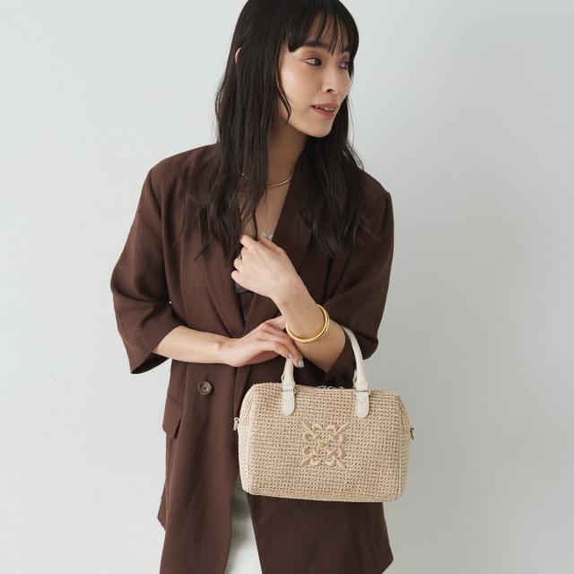 ラシット（russet）/ナイロンラフィアミニボストンバッグ(CE−1715)