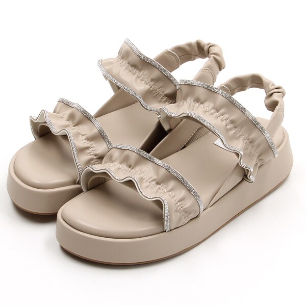 ランバン オン ブルー（LANVIN en Bleu）/シャーリングストラップフットベッドサンダル