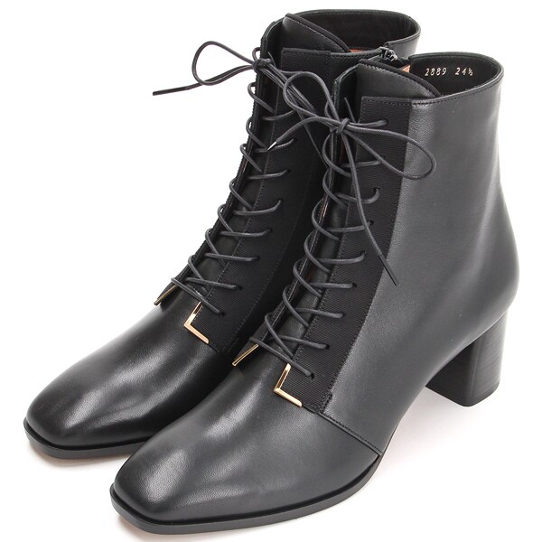 ランバン オン ブルー（LANVIN en Bleu）/スクエアトゥレースアップショートブーツ