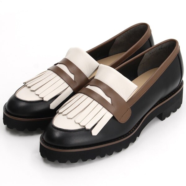 AKアンクライン 黒xマルチカラー小花柄ロールネックミニドレス