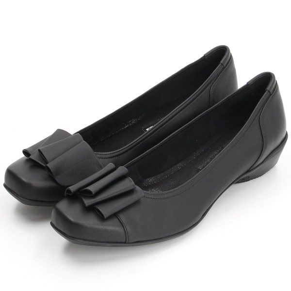 コンポジション9（composition9）/【大きいサイズ】ウェーブリボンモチーフコンフォートウェッジパンプス