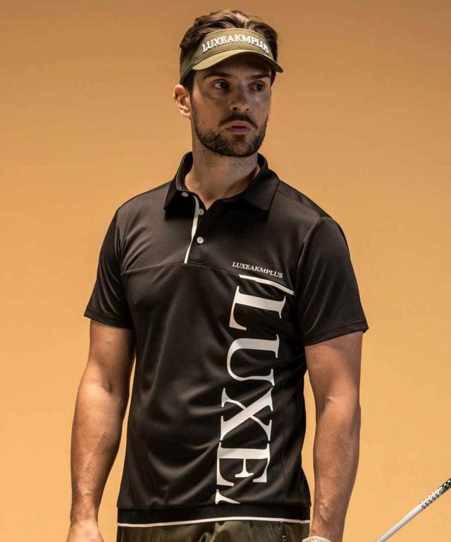 リュクスエイケイエムプラス（LUXEAKMPLUS）/LUXEAKMPLUS ゴルフ バーチカルロゴ半袖ポロシャツ(吸水速乾 / UVカット)