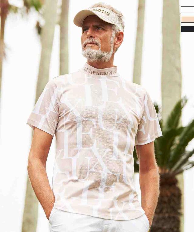 リュクスエイケイエムプラス（LUXEAKMPLUS）/LUXEAKMPLUS ゴルフ 総柄半袖モックネックTシャツ(吸水速乾)