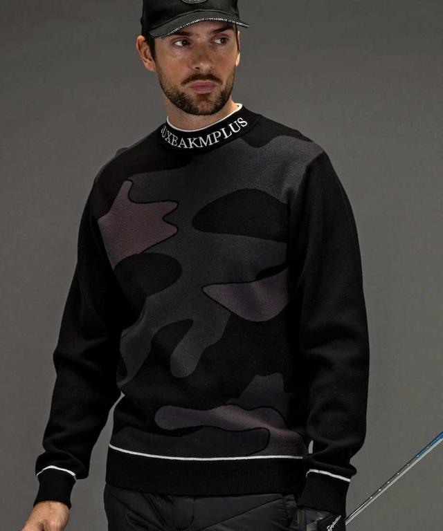 リュクスエイケイエムプラス（LUXEAKMPLUS）/LUXEAKMPLUSゴルフ ラインカモ長袖ニット