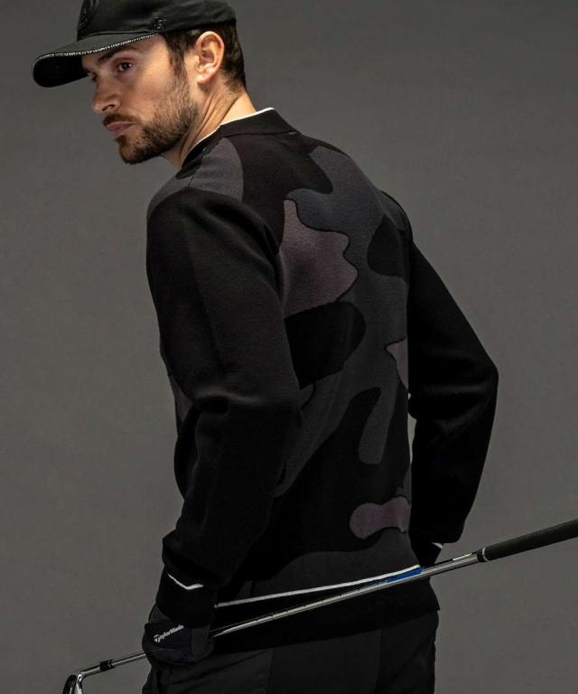 リュクスエイケイエムプラス（LUXEAKMPLUS）/LUXEAKMPLUSゴルフ ラインカモ長袖ニット