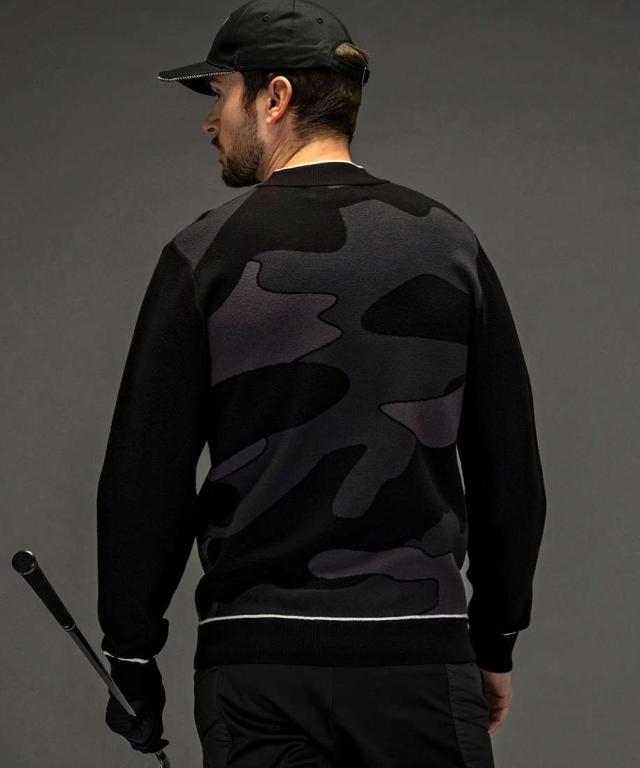 リュクスエイケイエムプラス（LUXEAKMPLUS）/LUXEAKMPLUSゴルフ ラインカモ長袖ニット