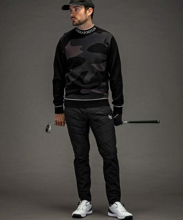 リュクスエイケイエムプラス（LUXEAKMPLUS）/LUXEAKMPLUSゴルフ ラインカモ長袖ニット